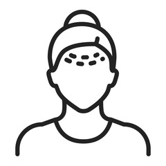 Forehead lift black line icon. Cosmetic face surgery. Facial rejuvenation. Isolated vector element. Outline pictogram for web page, mobile app, promo.