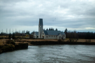 Icelandic Church in SELFOSS on the banks of the Olfusa river, Iceland