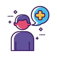 man talking with medical cross symbol line and fill style