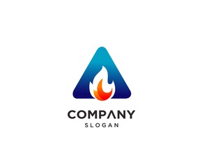 Letter A Logo Design with Fire symbol