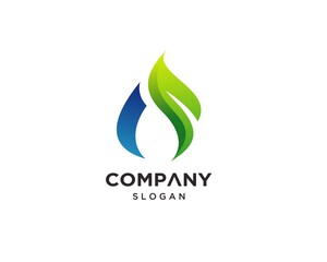 Letter A Logo Design Template with green leaf symbol