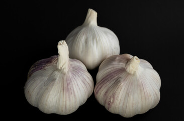 Alho inteiro em fundo preto 
