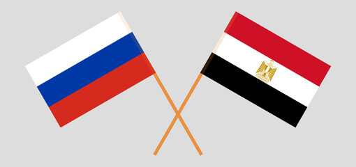 Crossed flags of Egypt and Russia