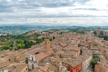 Fototapeta na wymiar Scenery of Siena city center a beautiful medieval town in Tuscany region