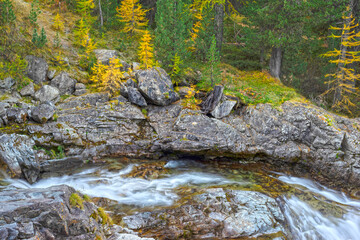 Waterfall in the Alps Morteratsch