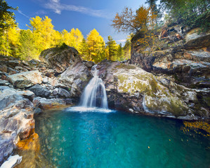 Waterfall in the Alps Morteratsch