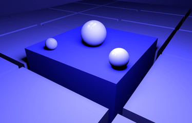 Cubi blu con sfere