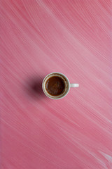 turkish coffee and mug on pink backdrop
