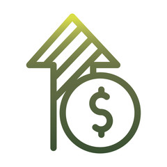 Obraz premium Coin with increase arrow gradient style icon vector design