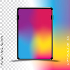 Template realistic black Tablet on a colour and transparent background.