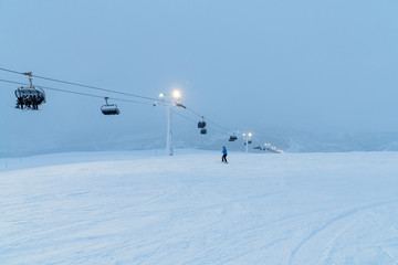 Fototapeta na wymiar Russia, Murmansk region, Big Wood ski resort Kirovsk.