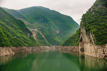 Guandukou, Hubei, China - May 7, 2010: Wu Gorge in Yangtze River: the deep canyon filled with...