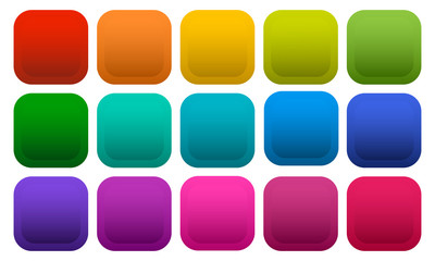 Colorful square buttons isolated on white background. Vector illustration