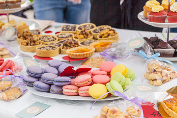 Colorful delicious French dessert macaroon