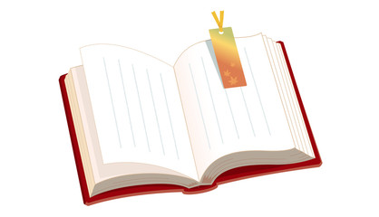 開いた本と秋のしおり