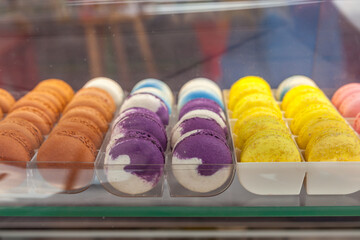 Colorful delicious French dessert macaroon