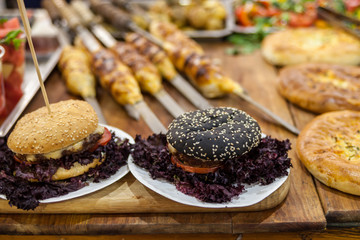 Tasty delicious american burger in a restaurant