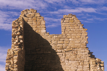 Adobe brick wall, circa 1060 AD, Chaco Canyon Indian ruins, The Center of Indian Civilization, NM