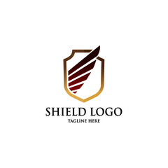 shield wings logo protection isolated, heraldic shape with abstract wings, vector logo design template.