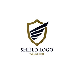 shield wings logo protection isolated, heraldic shape with abstract wings, vector logo design template.