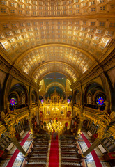 Bulgarian St Stephen Church (Turkish: Demir Kilise) interior panoramic view is a Bulgarian Orthodox church made of prefabricated cast iron elements in neo gothic style in Balat, Istanbul, Turkey