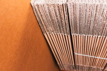 Home moving using corrugated cardboard boxes as protection material, detail.