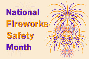 Obraz premium National Fireworks Safety Month is traditionally celebrated in June at the height of the holidays and the high probability of fires. All elements are isolated.