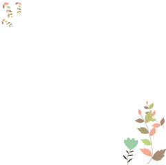 Flowers and leaves banner - white background