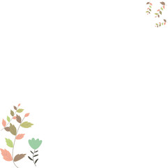 Flowers and leaves banner - white background