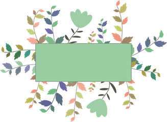 Colorful leaves and flowers banner - white background