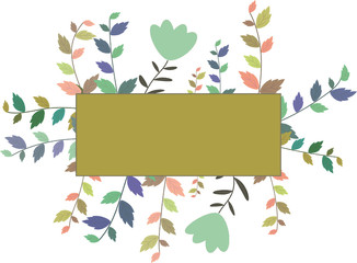 Colorful leaves and flowers banner - white background