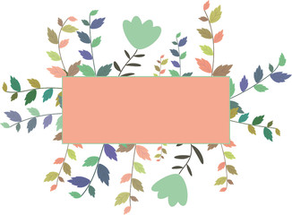 Colorful leaves and flowers banner - white background