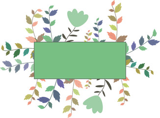 Colorful leaves and flowers banner - white background