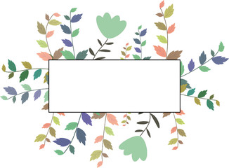 Colorful leaves and flowers banner - white background