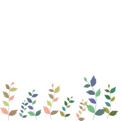 Flowers and leaves banner - white background