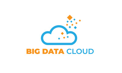 data cloud with modern concept, data, and the cloud can also be used data logos - cloud logos - storage icon, tech symbol with orange and blue colors