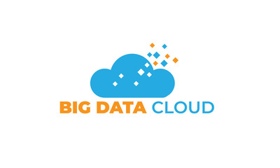Fototapeta na wymiar data cloud with modern concept, data, and the cloud can also be used data logos - cloud logos - storage icon, tech symbol with orange and blue colors