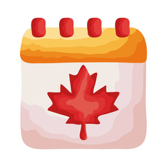 calendar with maple leaf canadian flat style