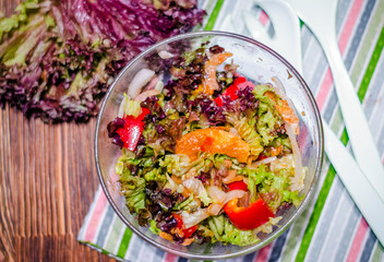 Diet salad with canned salmon