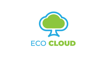 ECO CLOUD LOGO with modern concept, leaf, and the cloud can also be used eco logos - cloud logos - plant icon, the bionic symbol with green and blue colors