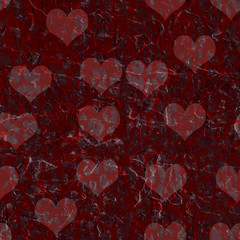 seamless background of small hearts with ornament of curls, in red colors,pattern