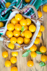 Cherry plum on the table
