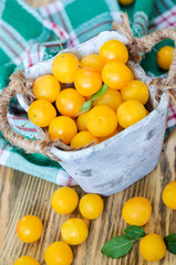 Cherry plum on the table