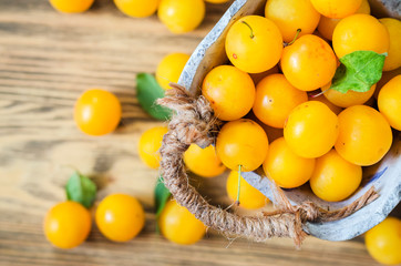 Cherry plum on the table