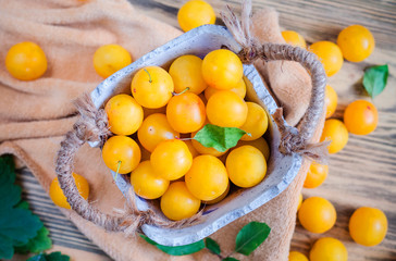 Cherry plum on the table