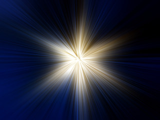 Obraz premium Abstract surface of a radial zoom blur of yellow and white tones on a blue background. Abstract background with radial, radiating, converging lines. 