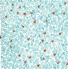 blue points doodles pattern with orange details