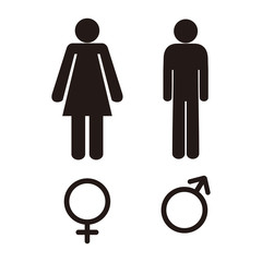Man and woman toilet sign and male and female symbols