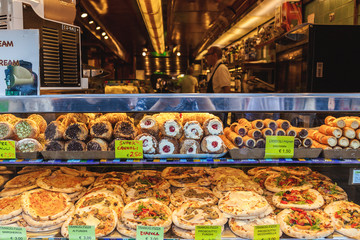 Showcase confectionery. Various delicious sweet desserts