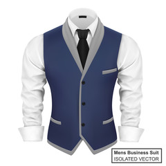 Mens Business Suit with Red Tie, Vector Illustration